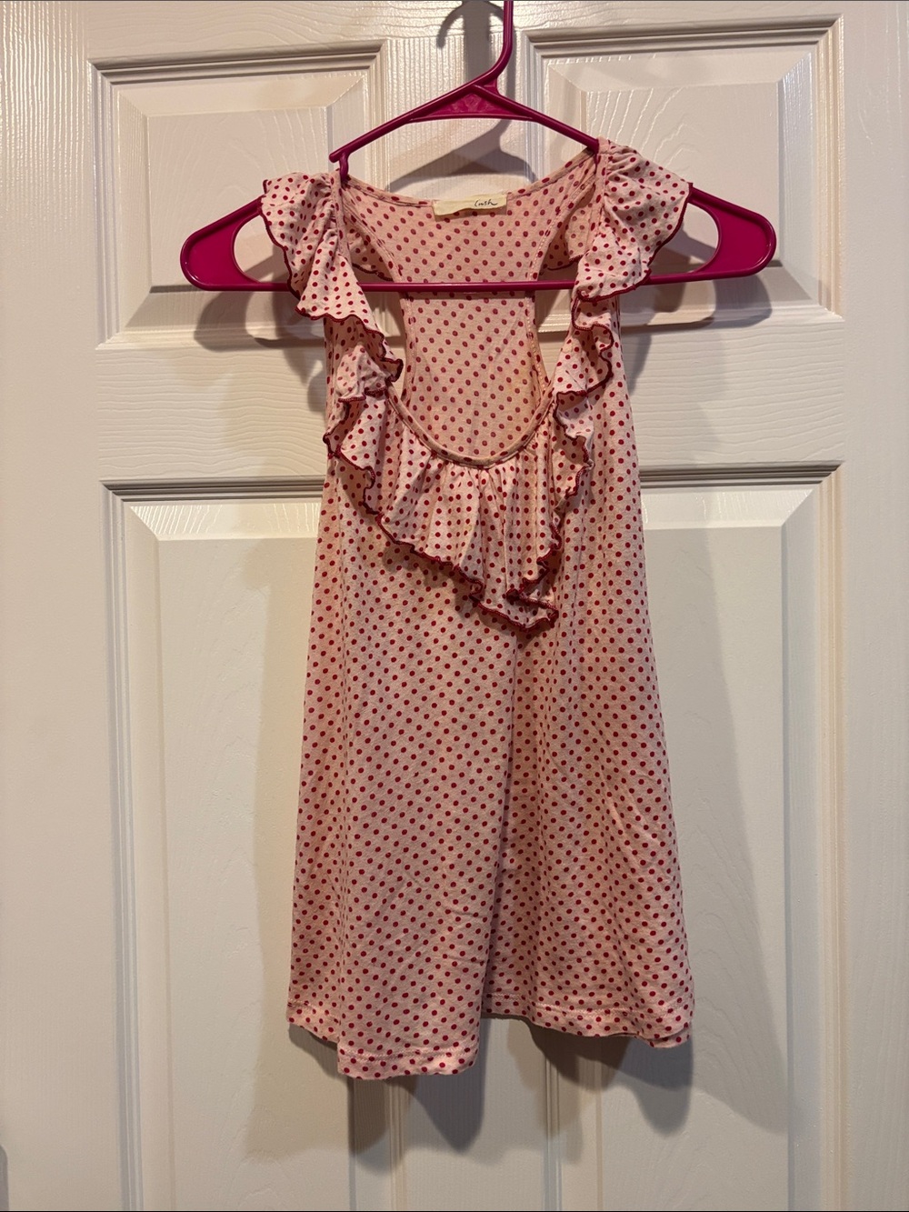 Lush Pink Polka Dot Ruffle Tank